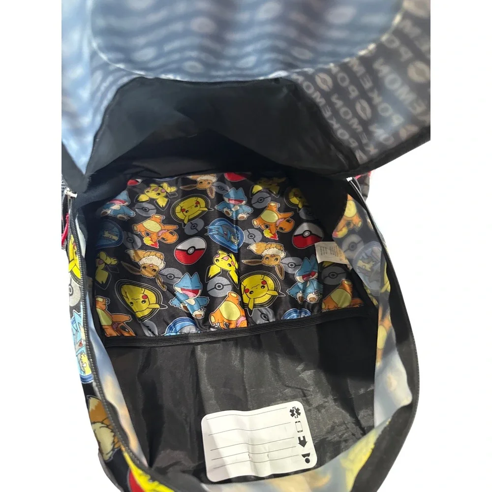 Pokemon Bioworld Backpack Pikachu Eevee Charmander Black Red Kids School Bag
